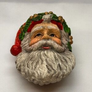 Vintage Santa Head Ornament Plastic Hand Painted Victorian Blow Mold Varied (4)